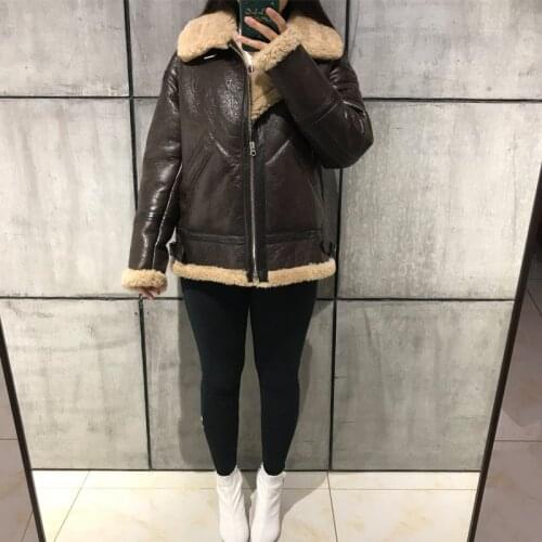 Women lamb fur ladies suede jacket