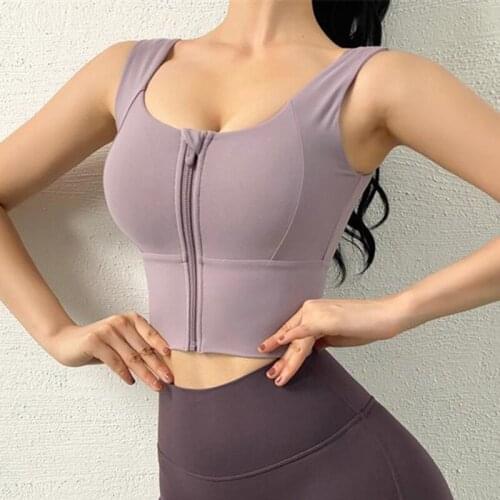 Women Shockproof Front Closure Sports Bra Removable Padded Quick Dry Top Athletic Gym Workout Sport Vest