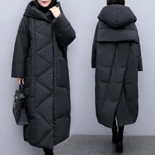 Women 2021 Winter Plus Size Long Cotton-padded Coats Lady Thick Warm Hooded Parka Female Casual Loose High Quality Outerwear B97