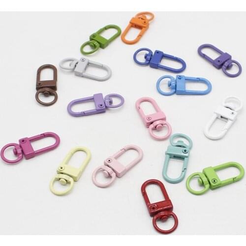 10pcs/lot12x33mm Rotating Dog Buckle Paint Metal Lobster Clasp Hook For Jewelry Making DIY Backpack Buckle Keychain Accessories