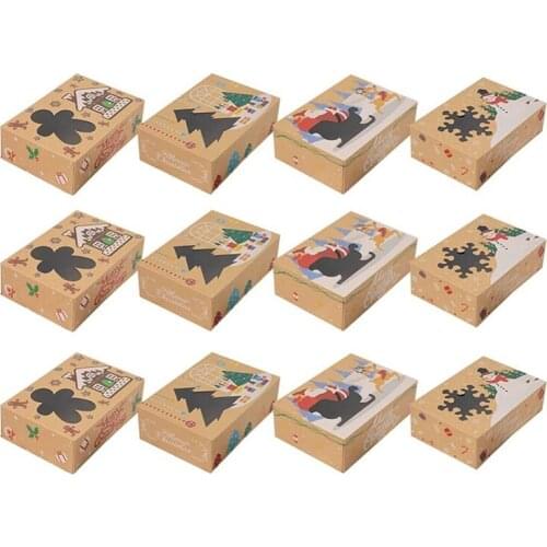 12Pcs Christmas Cookie Boxes with Window Holiday Bakery Treat Boxes Gift Boxes for Pastry, Candy, Party Favors
