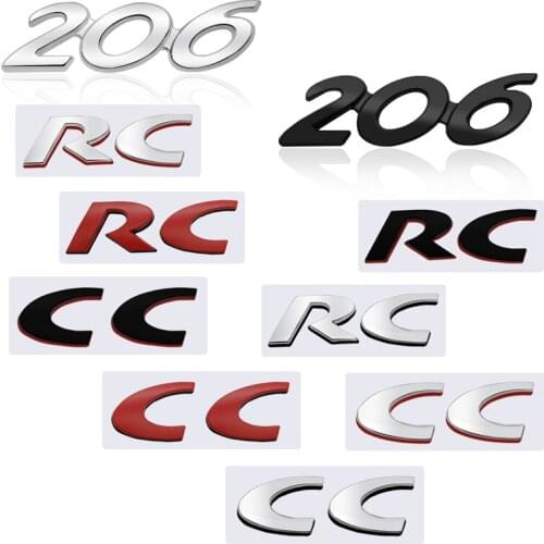 3D Metal Sticker 206 CC RC Emblem Decoration Rear Trunk stickers For Peugeot Car Styling
