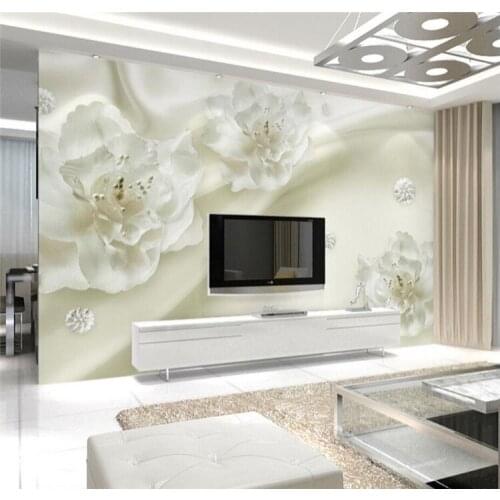 3D Wallpaper Photo Wall Mural White Flower Wall Paper Rolls Home Decorative Larger Size Landscape Wallcovering Stickers