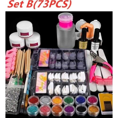 Acrylic Nail Art Kit Manicure Set 12 Colors Nail Glitter Powder Decoration Acrylic Pen Brush Nail Art Tool Kit for Beginner Set