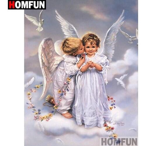 HOMFUN Full Square/Round Drill 5D DIY Diamond Painting "Angel child" Embroidery Cross Stitch 3D Home Decor Gift A11302