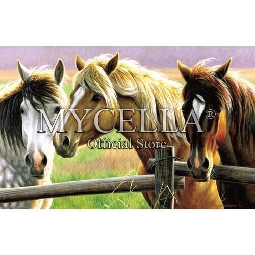 Animals 5d Diy Diamond Painting Horse Fence Farm Horses Cross Stitch Diamond Embroidery Mosaic Needlework Home Decor Gifts