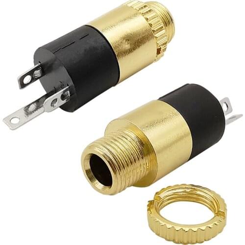 2Pcs PJ392 Stereo Female Socket Plug Audio Headphone Connector 3.5MM PJ-392 Gold Stereo Audio Video Headphone With Screw Adapter