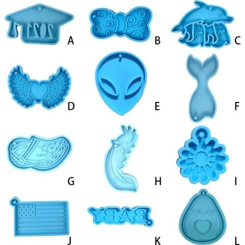Keychain Epoxy Resin Mold DIY Craft Jewelry Casting Tool Pendants Silicone Mould