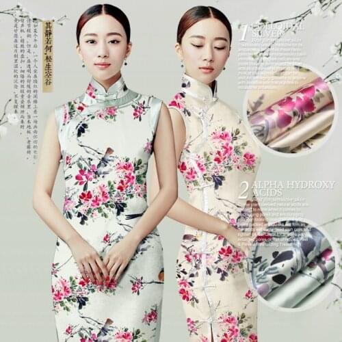 CNUM SP068 Pure Silk/ Crabapples in Bloom/ Silk Fabric Stretch/ 93% Silk 7% Spandex/ Width 1.29yd Thickness 19mm