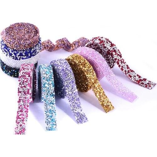1yard/roll 1.5cm Fashion Rhinestone Tape Trim Resin Crystal Decoration Trimming For DIY Shoes Banding Garment Hat Shiny