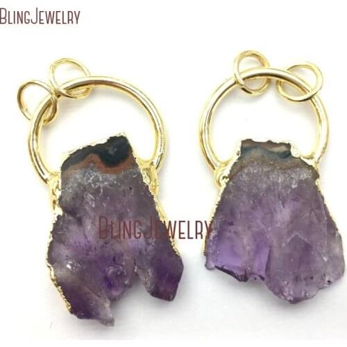 Amethysts Druzy Pendant Gold Dipped Amethysts Drusy Druzzy Crystal Pendant Fancy Hoop Pendant PM12687