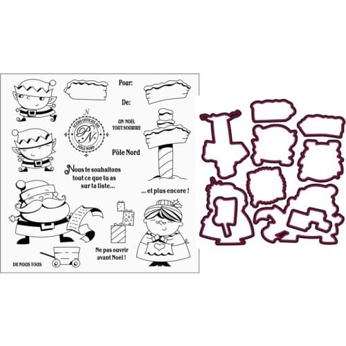 French Santa Claus Text Silicone Clear Rubber Stamp Sheet Cling Scrapbooking DIY Cute Pattern Photo Album Paper Decoration
