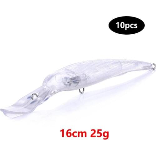 HENGJIA 10pcs 16cm 25g Unpainted Lure Body Blanks Deep Diving Sea Fishing Big Minnow Lure Hard Lure Tackle No Hook No eyes