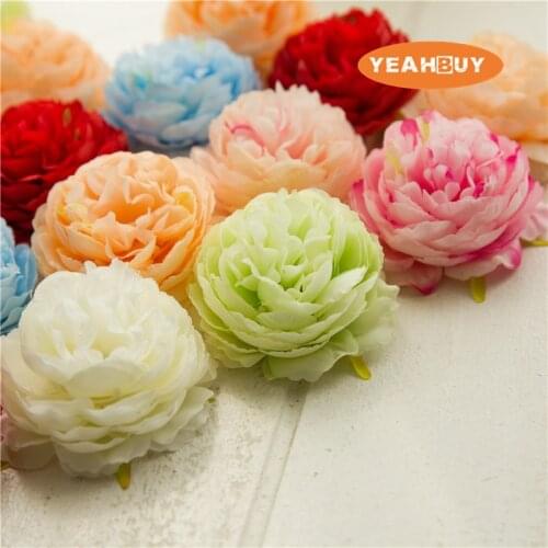 8CM 10pcs Artificial Silk Vintage Retro Peony Flower Head Bud For Diy Wedding Arch Wall Apparel Headwear Decorative Accessory