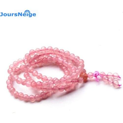 JoursNeige Pink Crystal Bracelets Buddha Beads Size 6mm Necklace for Women Girl Multilayers Bracelet Fashion Jewelry