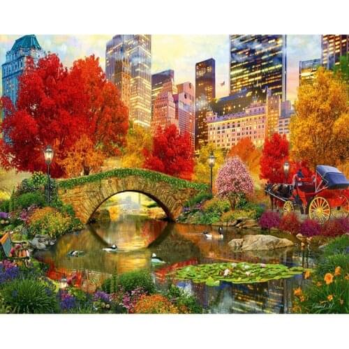 40x50cm NewYork Central Park Diy Frame Picture Oil Painting By Numbers Landscape Canvas Acrylic Painting Wall Home decoration
