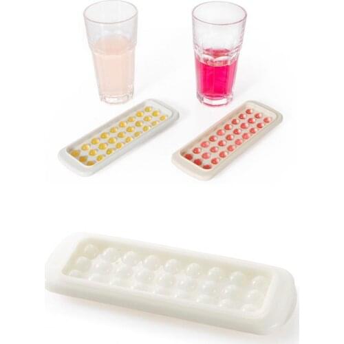 Ice Cube Tray Round Shape with Lid Plastic Flexible Ice Ball Mould for Home