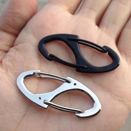 Small Buckle Alloy Keychain Hanging Black Silver Carabiner Sports Climbing accessories