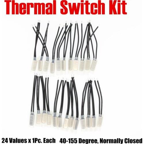 PHISCALE Metal Temperature Control Switch Kit 24Values x 1Piece 40-155 Degree Normally Closed KSD9700 250V AC 5A