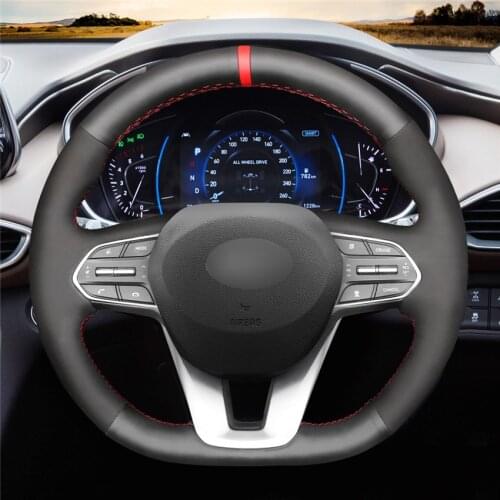 DIY Anti-Slip Wear-Resistant Steering Wheel Cover For Hyundai Santa Fe 2019-2020 Palisade 2020 Car Interior Decoration