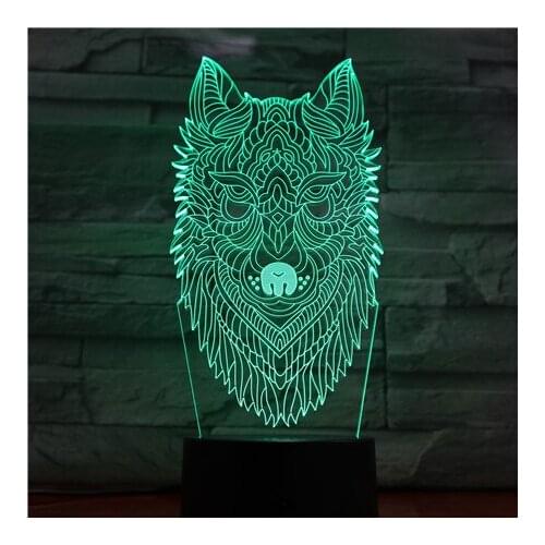 Dog Head Night Light LED 3D Illusion 7 Color Changing Room Decorative Lamp Child Kid Baby Kit Desk Lamp Bedside Caniche Dog 1426