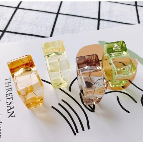 New 2021 color acrylic resin transparent ring geometric square ring set ladies travel gifts wholesale