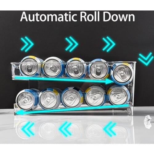 Refrigerator Organizer Bins Can Dispenser Clear Plastic Canned Drink Holder Storage for fridge Kitchen Cabinets