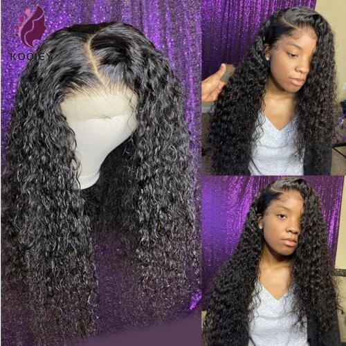 Deep Curly Right Part Malaysian 13x4 Lace Front Human Hair Wigs For Women Pre Plucked Lace Front Human Hair Wigs In Stock