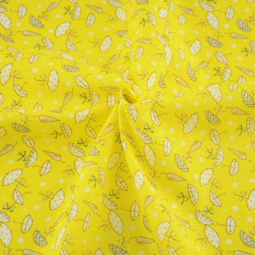 Printed Bright Yellow Floral Designs 100% Cotton Fabric Sewing Decoration Home Textile Scrapbooking Patchwork Plain Art Work CM