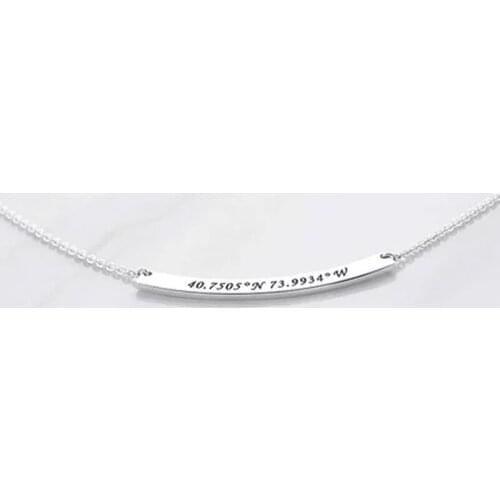 Ufine Personalized words or GPS position fashion bending Strip pendant Necklace cooper high quality pendant necklace N2059