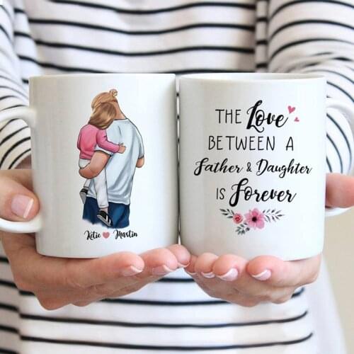 Personalized Mug Father and Daughter Son Love Forever White Coffee Mugs Cup Fathers Day Christmas Gift Creative 11oz/15oz R2055