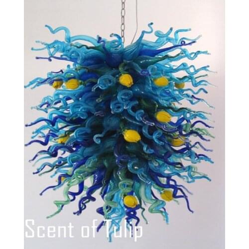 Big Size Office Grand Multi Colored Murano Glass Low Profile Flush Mount Ceiling Light