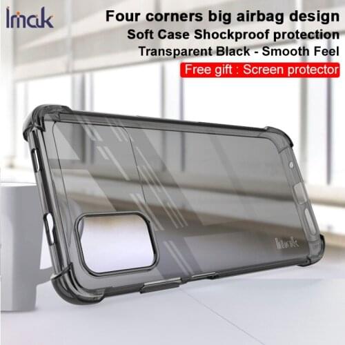 For Xiaomi Mi Poco M3 IMAK Airbag Surrounded Protection Shockproof Case Clear Soft TPU Case Dropresistance Clear Black