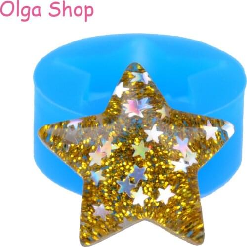 PYL569 33.1mm Star Silicone Mold - Jewelry Pendant Cabochon Resin DIY Mold, FOOD SAFE Chocolate Candy Fondant Cake Decorating
