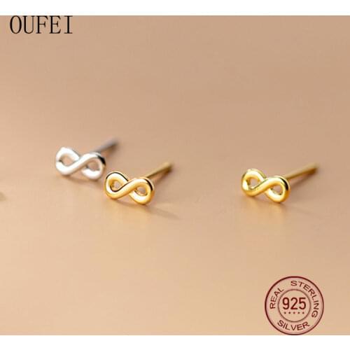 Real 925 Sterling Silver Stud Earrings For Women Fashion Simple Small Girl Pierced Earring Silver 925 2021 Trend Fashion