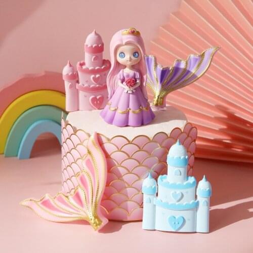 Pink Castle Girl Bow little Princess Girls Happy Birthday Cake Topper Kid Party Supplies Pink Love Gifts