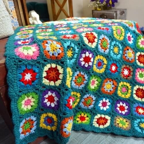 Handmade afghan Crochet Blanket granny square Tablecloth Fashion Carpet Yoga Bolster Cushion Party Crochet Table Mat