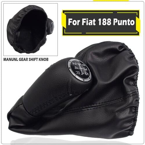 Black 5 Speed Leather Car Shifter Stick Lever Gaiter Boot Cover Leather Gear Shift Knob For Fiat 188 Punto