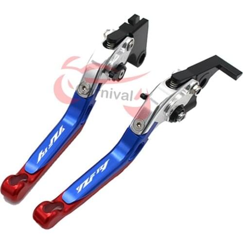 With logo (YZF R1) red + titanium CNC new adjustable motorcycle brake clutch levers forYamaha YZF R1 2009, 2010, 2011, 12, 13,14