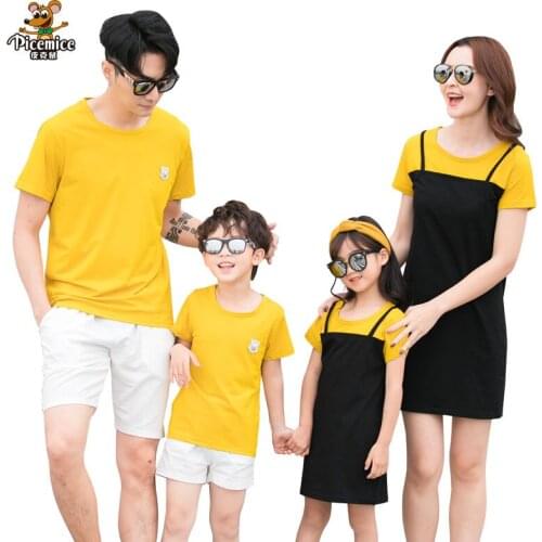 Family Look Clothing 2020 Summer Mother Daughter Dress Family Matching Outfits Father Son T-shirt Short Pants Clothes Set