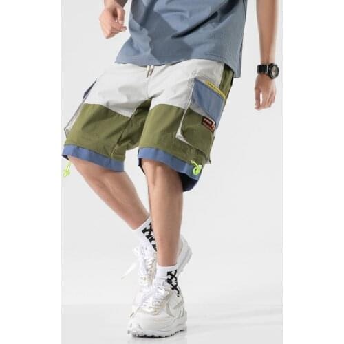 2020 Summer Men Cargo Shorts Hip Hop Harajuku Male Shorts homme Male Bermuda Casual Patchwork Elastic Knee Length Shorts Man