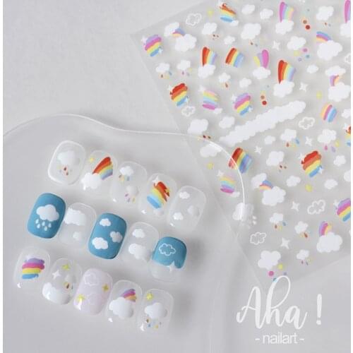 Cute Cartoon Nail Art Stickers Decals for Kids Children Supplies 3D Self-Adhesive 2sheets Anime Designs Decorations Manicure