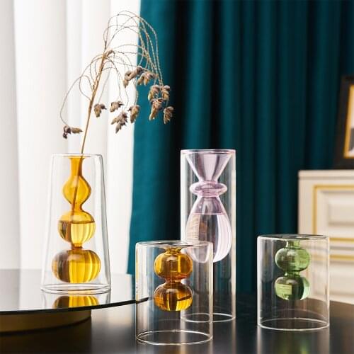 Living Room Decor Dried Flowers Nordic Ins Glass vase Transparent Dill Home Decoration Flower Vases For Hydroponic Small Bottles