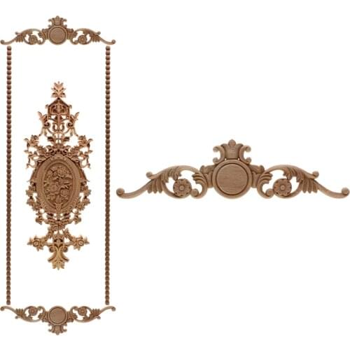 VZLX Vintage Unpainted Wood Carved Corner Applique Frame for Home Furniture Wall Cabinet Door Decorative Wooden Miniature Craft