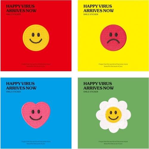 WhatIlife Hot Sale Smiley Face Embroidery Patch Sticker Iron On Garment Backpack Sunflower DIY Decorative Self-Adhesive Applique