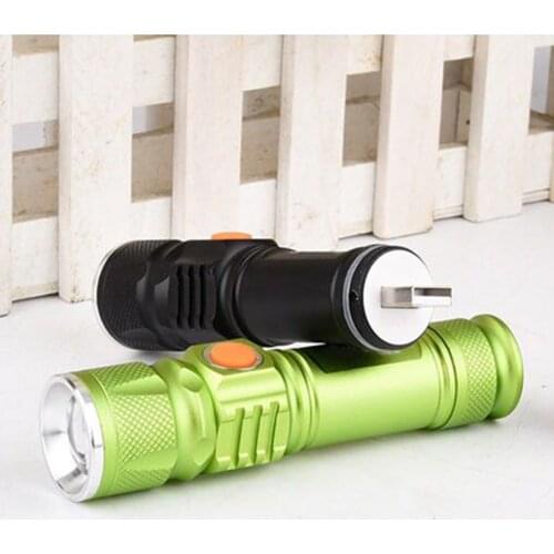 Bright 3 Modes XML T6 3800LM Built-in 18650 USB Rechargeable Flashlight Portable Lantern Waterproof Torch Zoomable Flash Light