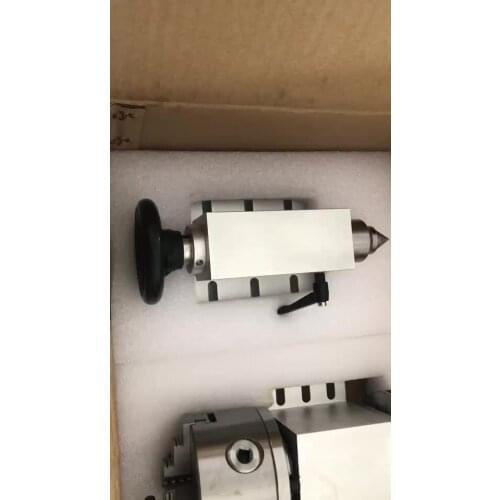 Overseas warehouse Ru ES Nema 34 stepper motor (4:1) K12-100mm 4 Jaw Chuck 100mm CNC 4th axis+ tailstock for cnc