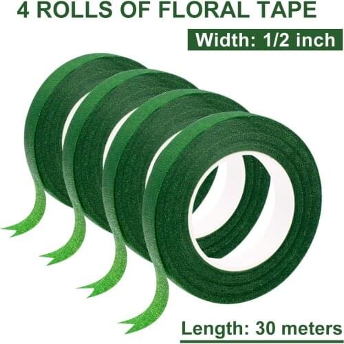 2 Tapes Floral Tapes Green for Bouquet Stem Wrap and Florist Craft Projects Decorations 1/2" Wide 30 Yard Green Florist Tape