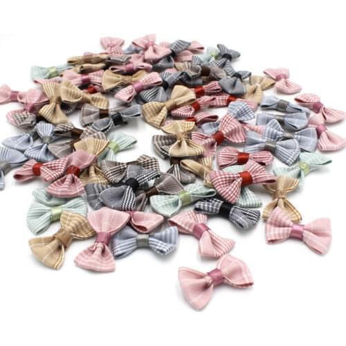 20pcs 3.5*2.5cm Multicolors Grossgrain fabric Bows Girls Boutique Mini Hair Bow Headwear DIY Garment Craft Supplies