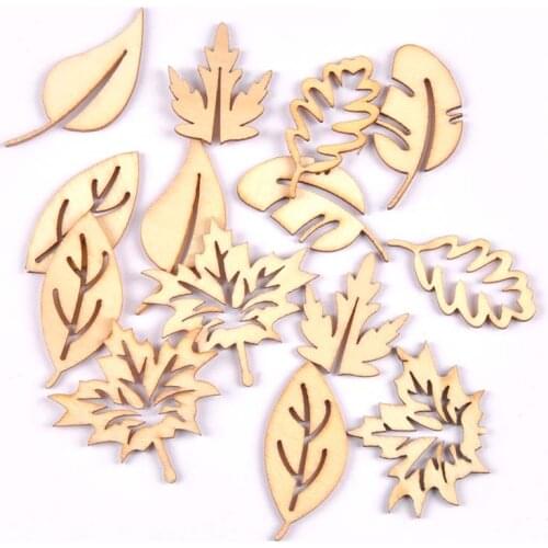30Pcs mixed natural leaf Wooden Craft Scrapbooking handicrafts Handmade ornaments Accessory Home Decoration 20x40mm MT1863